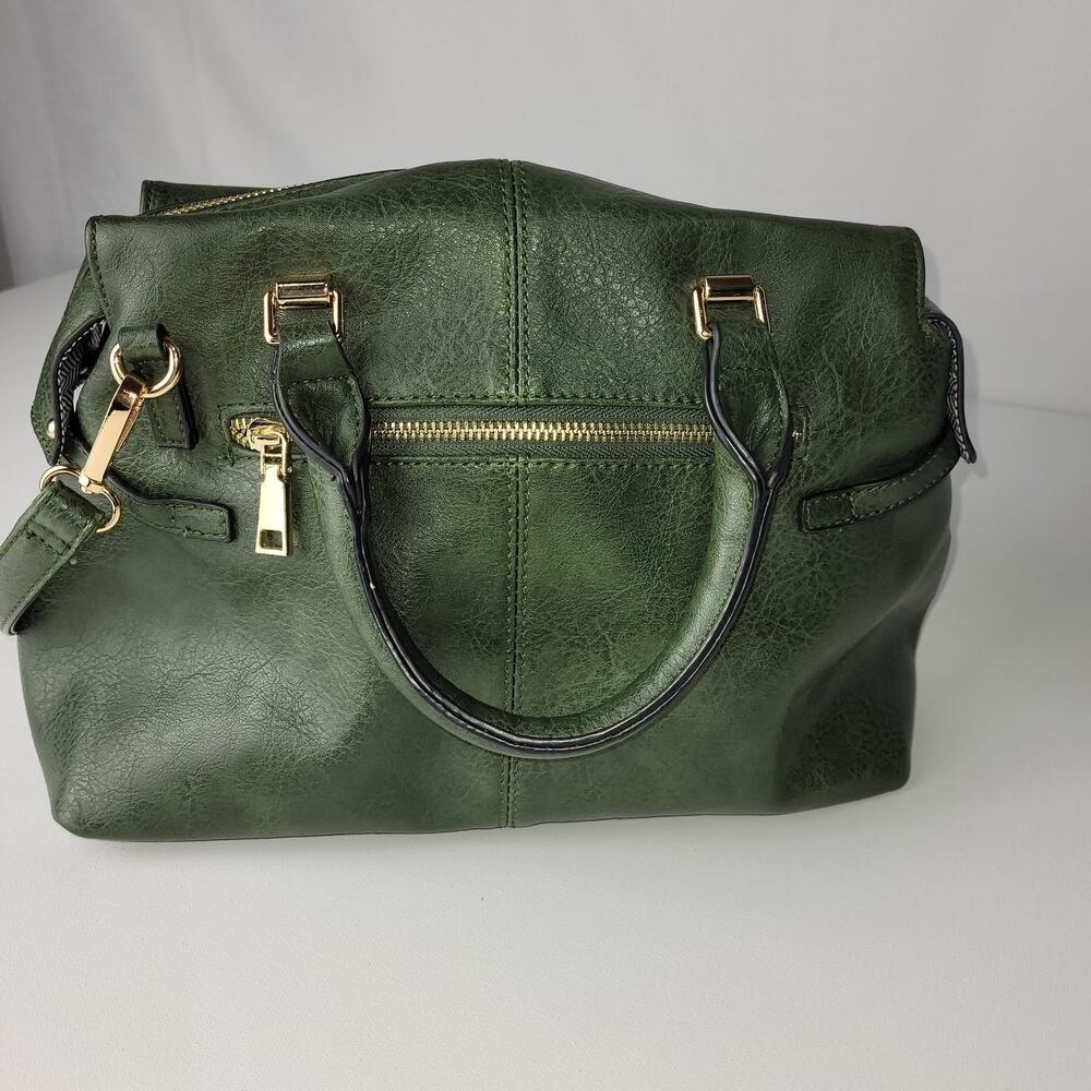 Boho Crossbody Bag Large Women's Green Buckle Removable Adjustable Straps Career